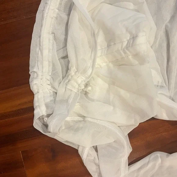 NFL Couture Sheer White Long Sleeve Top Mesh Ruche Athletic Festival New Size XS - Picture 4 of 7